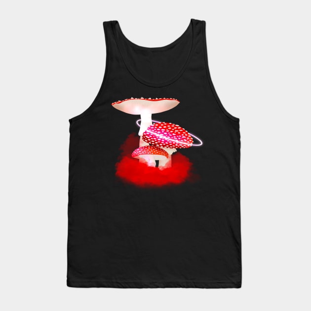 Red Space Mushrooms Tank Top by Magcelium